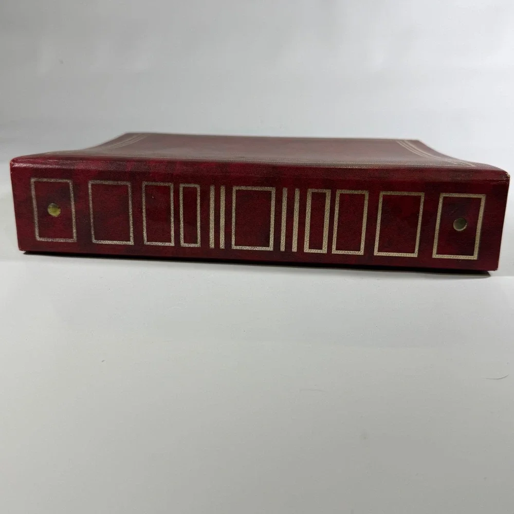 VTG Photo Album Binder 20 Pages Large Burgundy Gold Trim Faux Leather Dark Decor